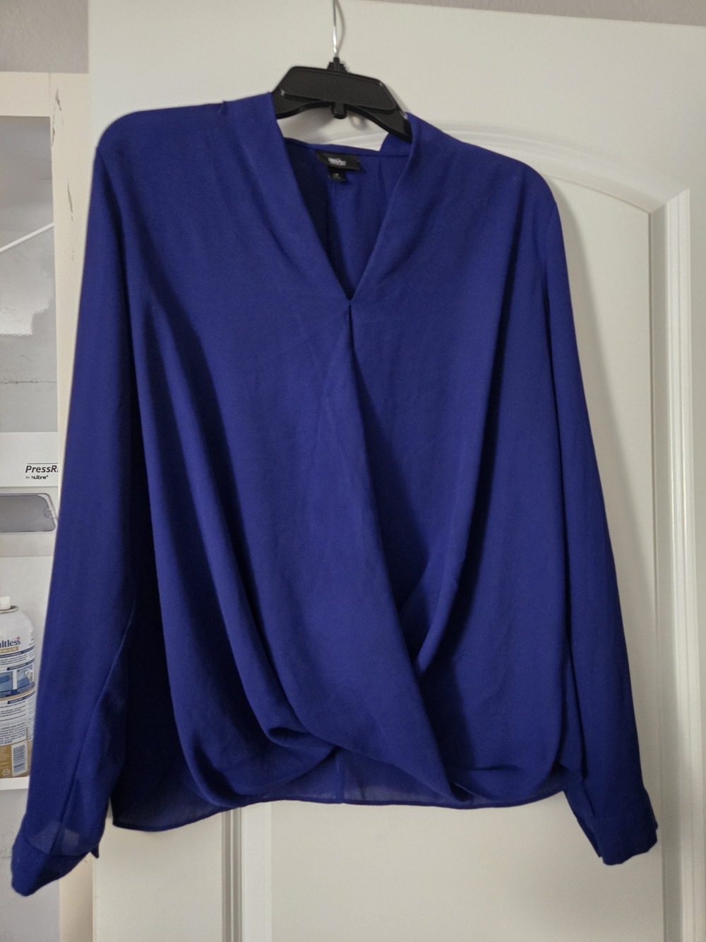 Mossimo Supply Co. Royal Blue V-Neck Draped Blouse
